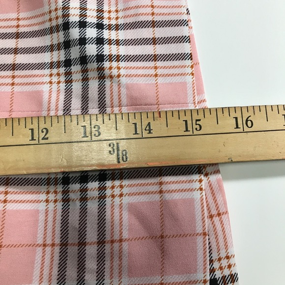 Pretty Damage Womens Size L Pink Plaid Mini Skirt High Waist Front Slit S1079 - Picture 9 of 9